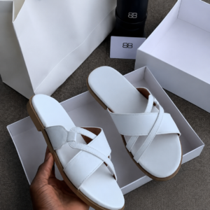 Premium White Open-Toe Slippers CNP