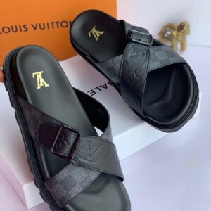 LOUIS VUITTON PARISLUXURY CROSS LEATHER SLIDE XP