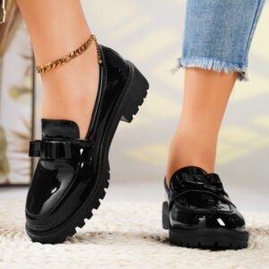 Black Chunky Shiny Loafer CNP