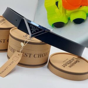 High Quality Prada Black Leather Belt CNP