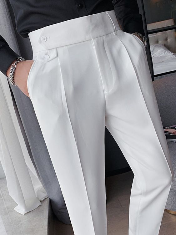 Men's Classic Fit White Trouser CNP