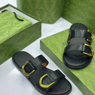 Buckle Gucci Leather Pam Slipper XP