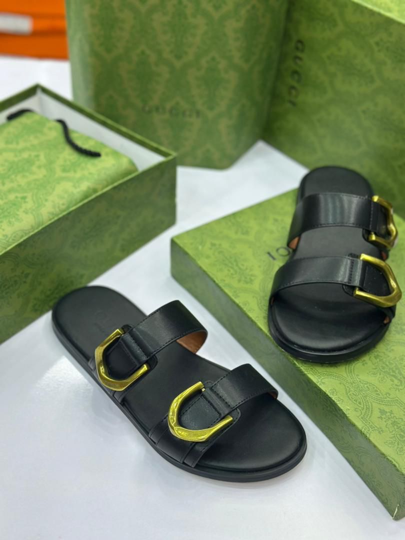 Buckle Gucci Leather Pam Slipper XP