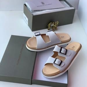 Brunello Cucinelli Suede Double-Strap Slide CNP