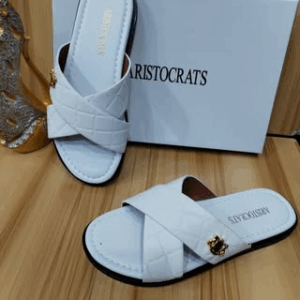 White Aristocrats Crisscross Leather Pam Slipper CNP