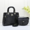 Luxe Black Croc Leather Handbag CNP