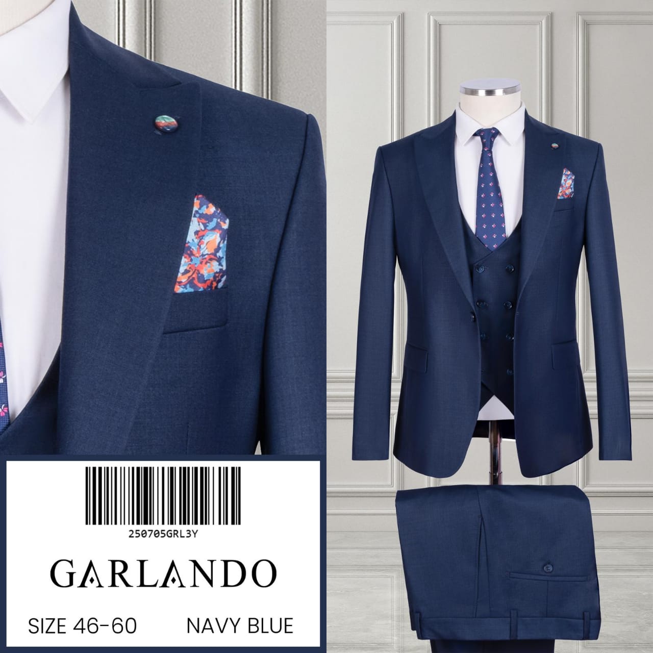 Navy Blue Classic Suit for Men CNP