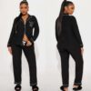 Black Long Sleeve Pajamas Set CNP