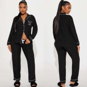 Black Long Sleeve Pajamas Set CNP