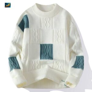 Modern Grid Patchwork Sweater