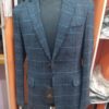 Elegant Charcoal Checkered Blazer with Blue Accents CNP
