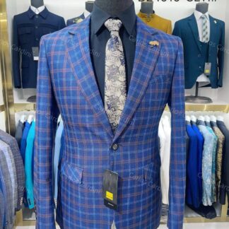 Blue & Burgundy Checked Blazer CNP