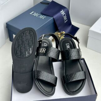 Black Luxury Leather Sandals CNP