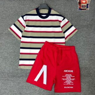 Men Casual Striped Polo Shirt & Short Set CNP