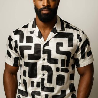 Maze Print Casual Men Shirt CNP