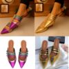 Metallic Leather Ladies Half Shoe CNP