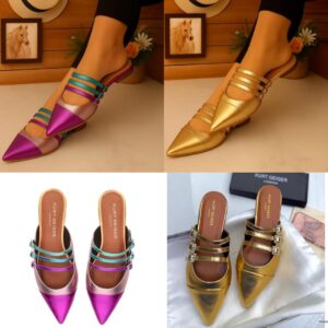 Metallic Leather Ladies Half Shoe CNP