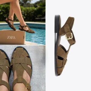 Brown Suede Leather Sandals CNP