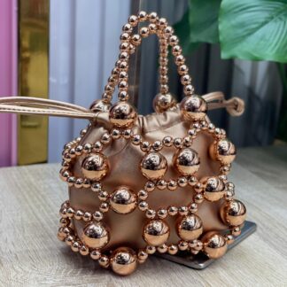 Metallic Beaded Top Hand Bag CNP