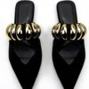 Women Stylish Black Mules CNP