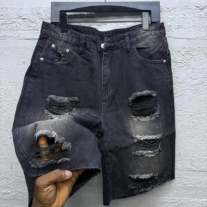 Black Distressed Denim Shorts CNP