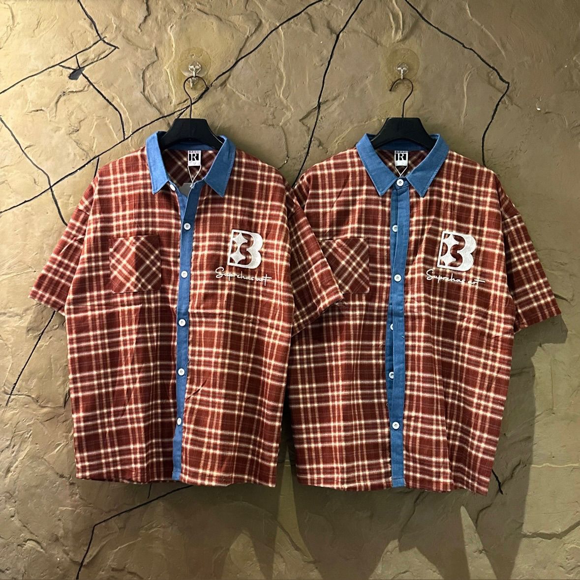 Plaid Embroidered Men Shirt CNP