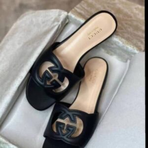 Luxury Ladies Leather Cut-Out Slippers CNP