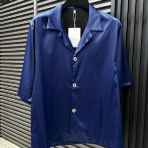 Satin Short Sleeve Button-Up Shirt CNP