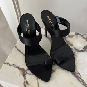 Ladies Fashion Black Silk Heels CNP