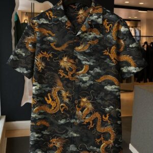 Men Chinese Style Dragon Print Shirt CNP