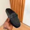 Leather Casual Black Textured Half Shoes CNP