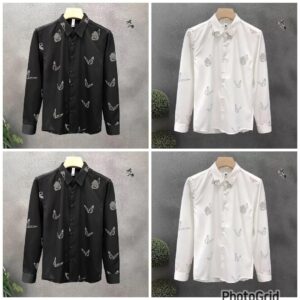 Men Butterfly Print Slim Fit Shirt CNP