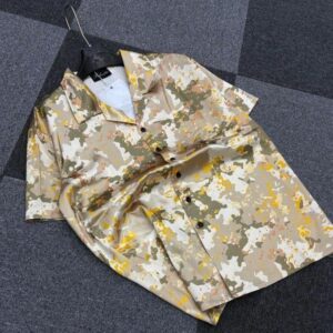 Short Sleeve Print Linen Blend Casual Shirt CNP