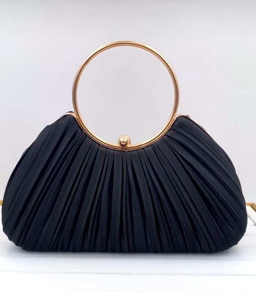 Elegant Silk Pleated Evening Clutch CNP