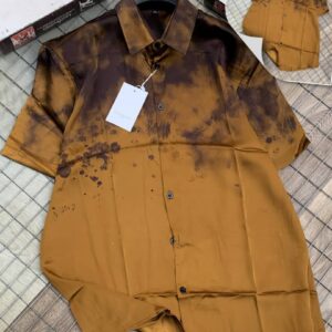 Men Brown Mixed Linen Vintage Shirt CNP