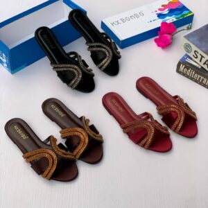 Fashion Women Luxury Crystal-Embellished Slippers MAR6