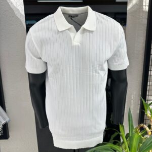 Men Summer Classic Ribbed Knit Shirt Short Sleeve MAR6