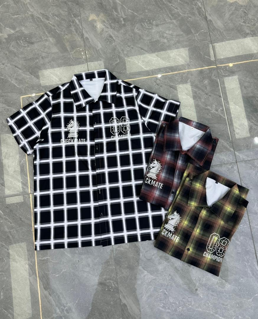 Men Button-Down Print Check Shirt APR6