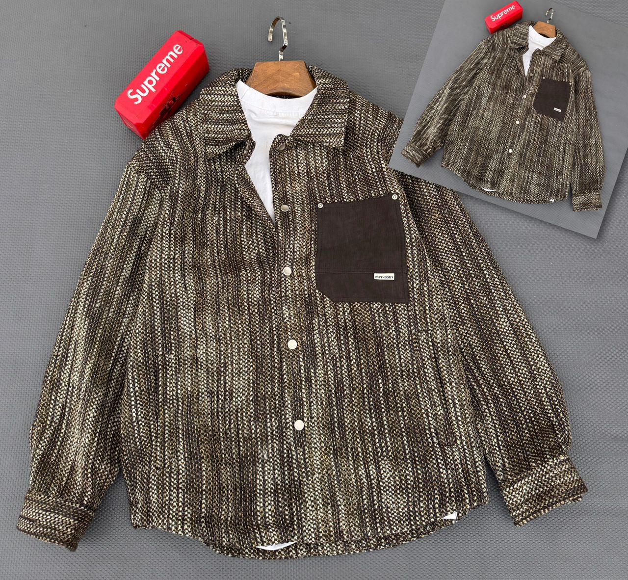 Stylish Closed Stripe Men Shirt Jacket APR6