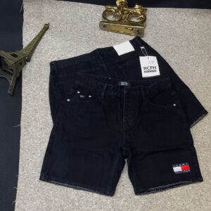 Vintage Black Denim Men Shorts APR6