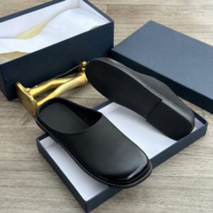 Men Black Smooth Leather Half-Shoes MAY6