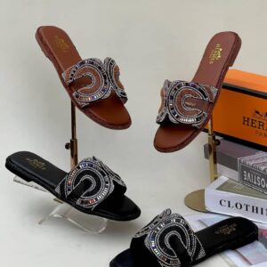Lightweight Studded Leather Women Slippers MAY6