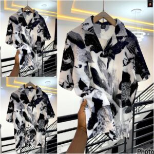 Black Abstract Printed Men Shirt MAY6