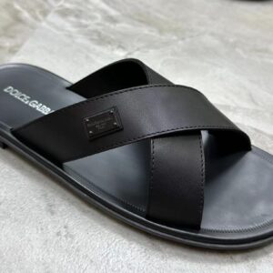 Fashion Classy Black Leather Slippers MAY6
