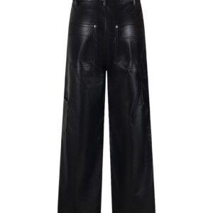 Black Faux Leather Men Pants MAY6