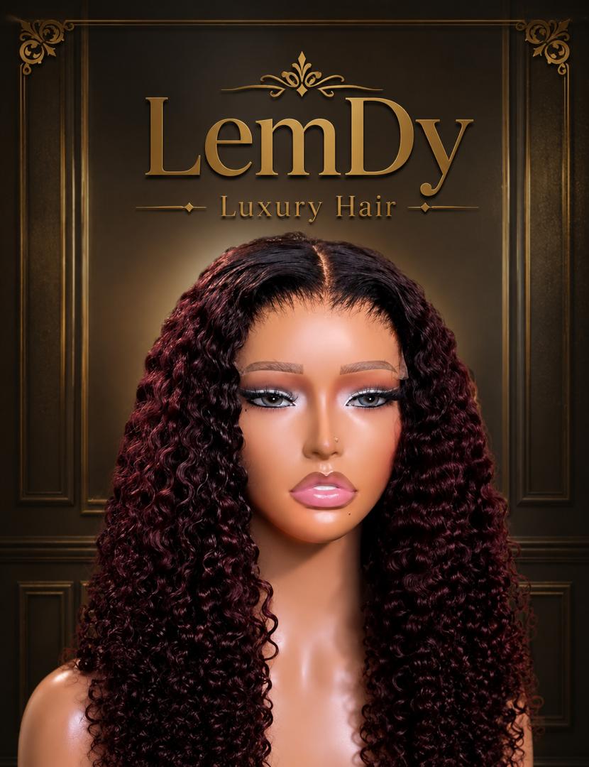 Wine 300gram Pixel curly, "18" inches with 5/5 Closure JUN6
